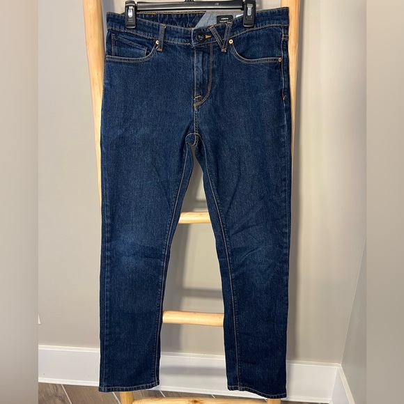 Volcom 32 MEN'S VORTA SLIM Straight FIT JEANS dark wash - Picture 1 of 15